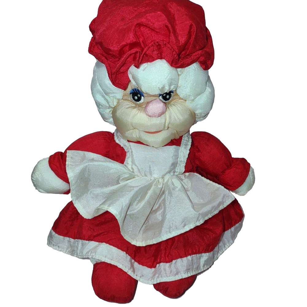 Vintage Christmas Mrs Santa Claus Nylon Puff Seasonal Holiday Toy Collectible
